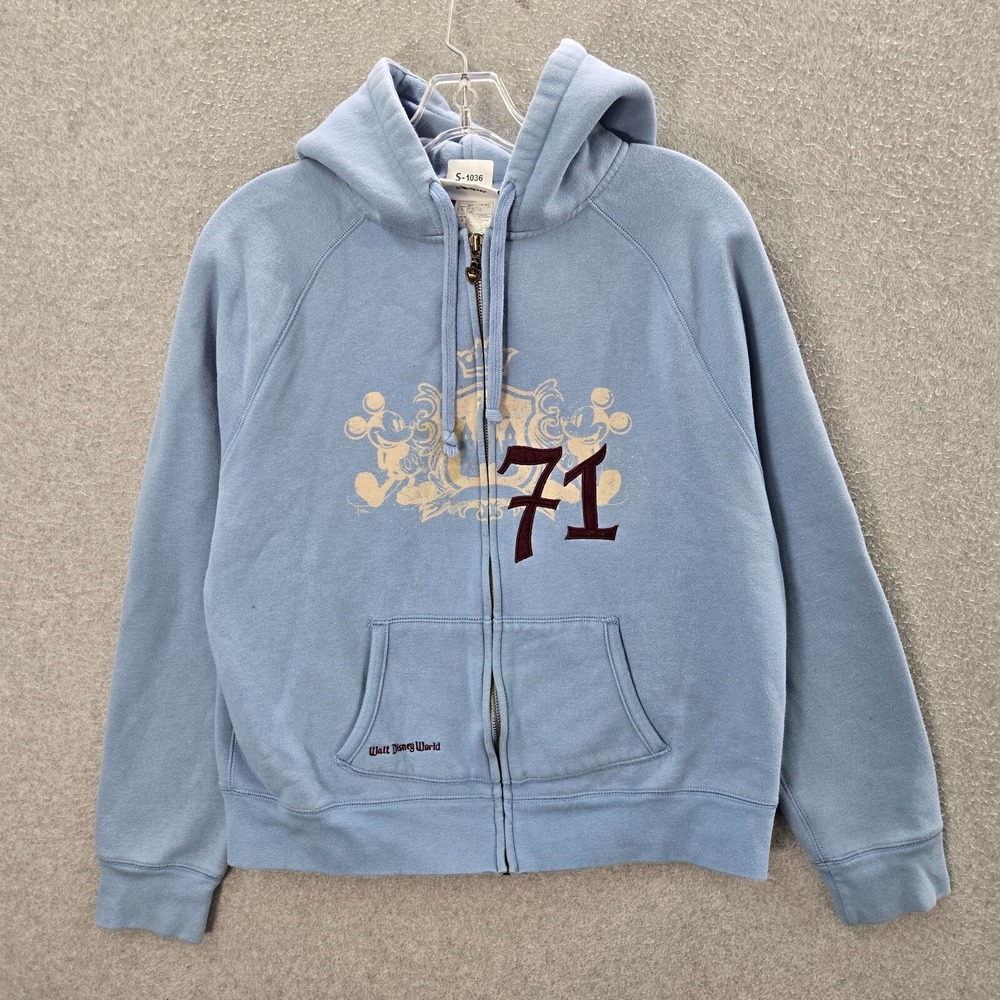 Walt Disney World Women Sweatshirt Large‎ Blue Full Zip Hoodie 71 Robin Pockets